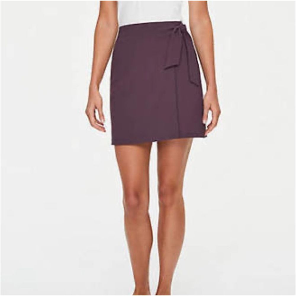 Loft Women 8  Plum Faux Wrap Skirt Side Bow Work Wear Career Preppy Y2K Academia